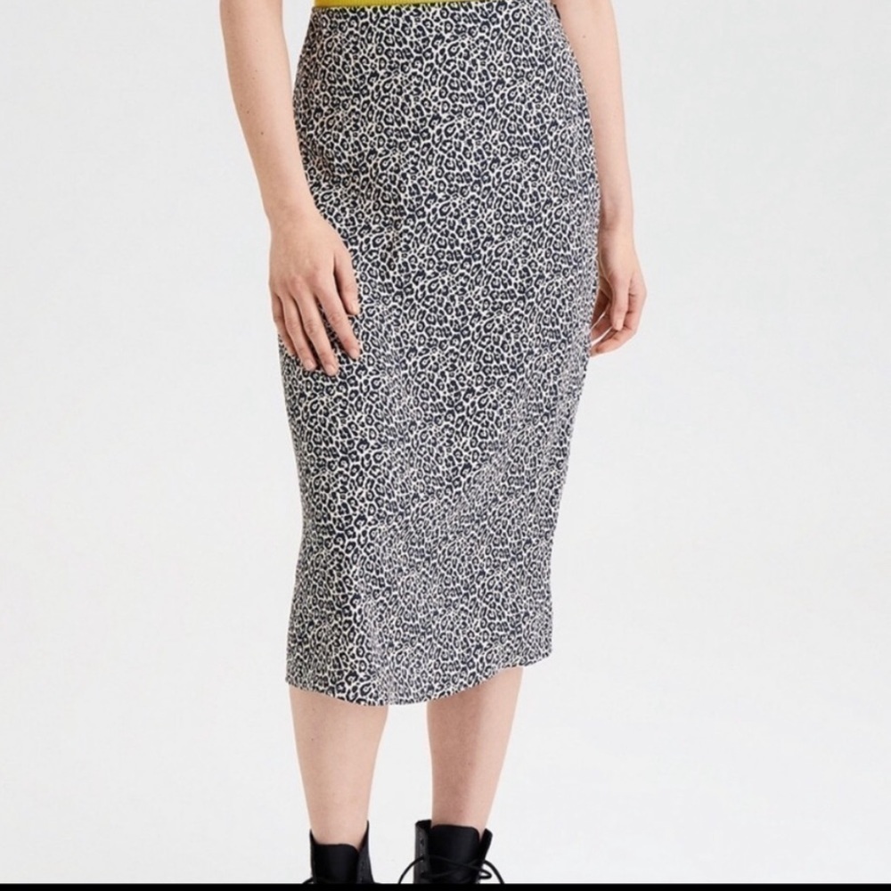 American Eagle Animal Leopard Print Midi Skirt S